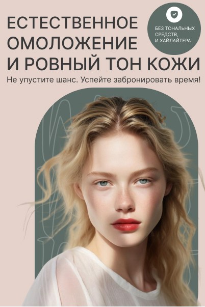 Естественное омоложение и ровный тон кожи.